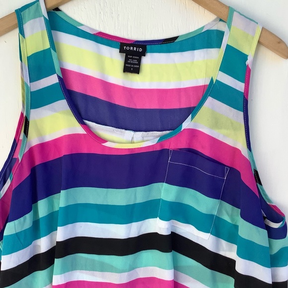 TORRID Sleeveless Summer Cool Stripe Women's Plus Size Tank Top Shirt 1X - Picture 3 of 7